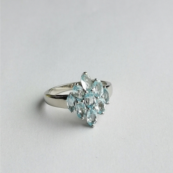 Brazilian Blue Topaz Ring Sterling Silver Size 7.25 🆕 - Picture 6 of 12